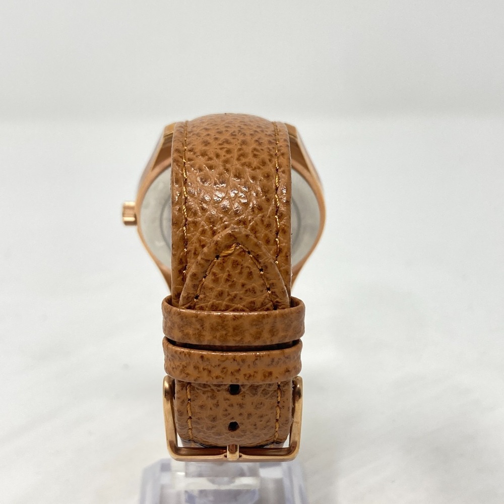 Bronzo Italia QVC Watch Women 39mm Rose Gold Tone Brown Leather Band New Battery - Picture 6 of 15